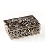 Silver Pill Box with Repousse Graps and other Motifs Adorable - £77.20 GBP