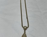 Vintage Gold Tone Necklace with Faux Pearl Pendant Estate Fashion Jewelr... - $14.84