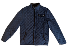 CLASS CLUB Boys Dark Blue Quilted Brown Cord Trim Zip Snap Jacket Youth 18/ 20 - £27.37 GBP