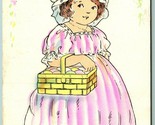 Girl with Egg Basket and Bunny Happy Easter UNP Whitney Made Postcard G9 - $6.88