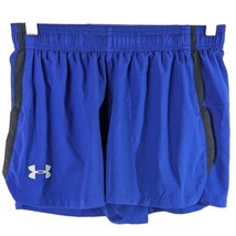 Under Armour Running Split Shorts Womens Lined Blue Size Medium Drawstring - $337.77 MXN