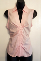 Express Sleeveless Blouse size Medium Pink Ruched Women&#39;s Top Side Zip Shirt - £15.41 GBP