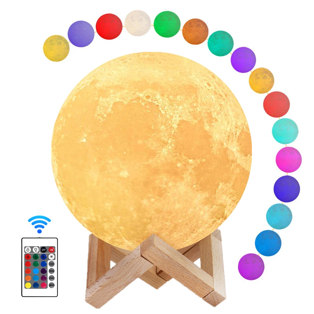 Moon Lamp Night Light 3D Print Moonlight Timeable LED Dimmable Rechargeable - $7.93+