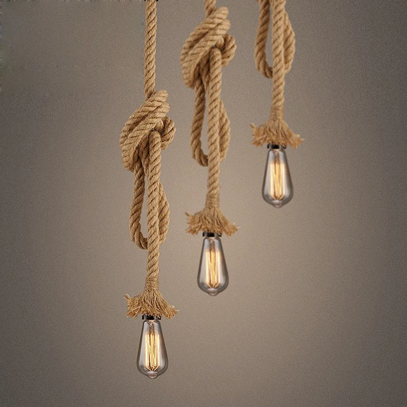 Russia Rope Pendant Light Loft Creative Personality 100% Hemp Rope Lamp Industri - £134.22 GBP