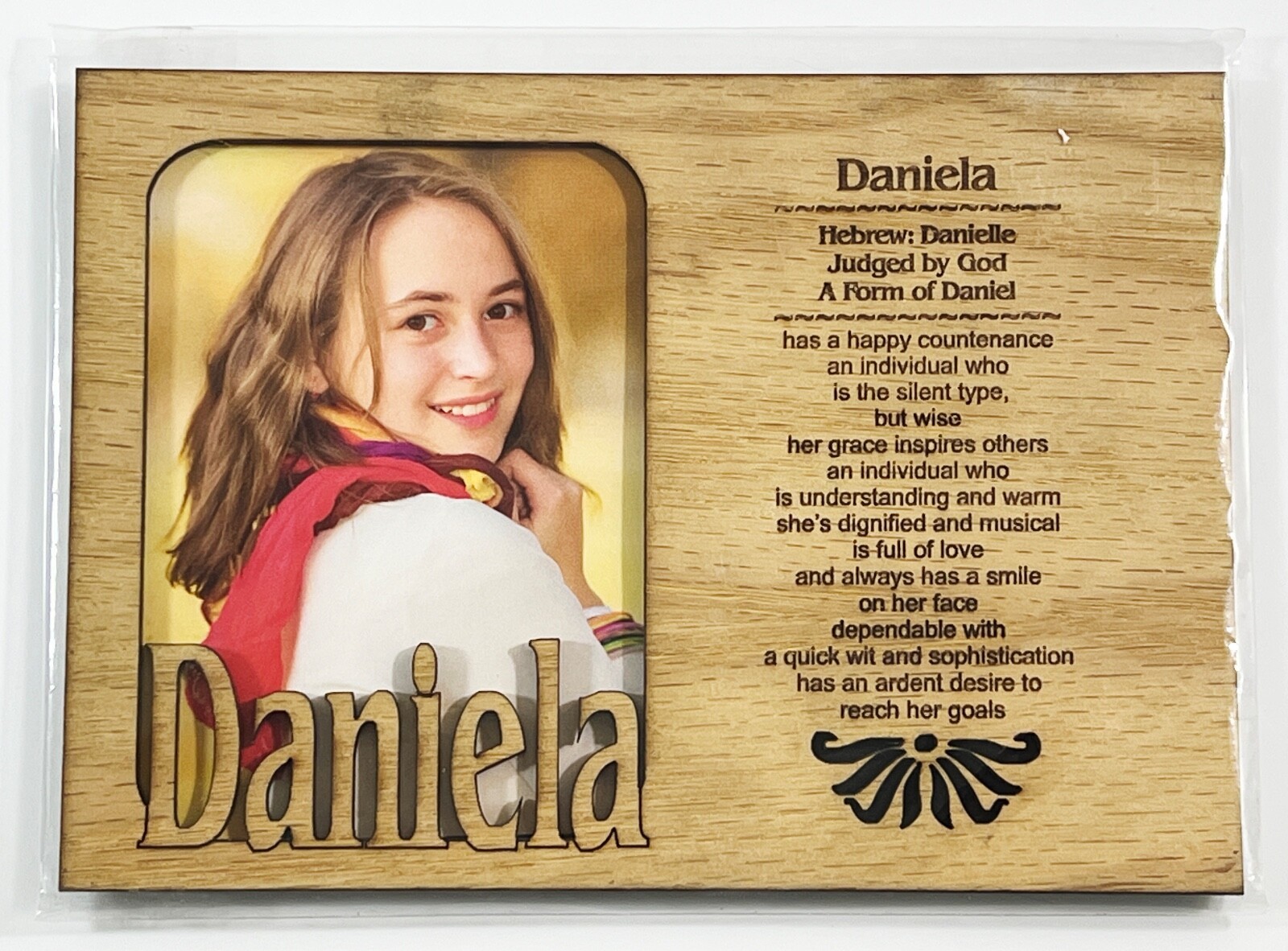 DANIELA Personalized Name Profile Laser Engraved Wood Picture Frame Magnet - $9.90