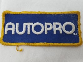Autopro 1980s Patch Embroidered Logo Blue Gold Rectangle - $15.15