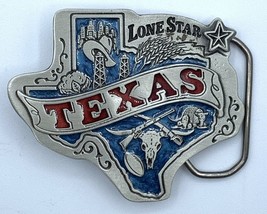 Lone Star TEXAS Belt Buckle Red And  Blue 1980 - £18.16 GBP