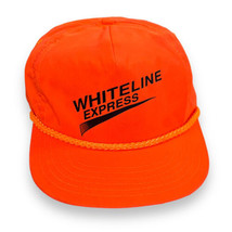 Vintage 80s Whiteline Express Nylon Snapback Hat Neon Orange Rope Trucking Cap - £11.13 GBP