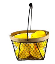 Black Chicken Wire Basket with Lemons Farmhouse Style - £19.78 GBP