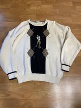 Vtg John Ashford Sweater  Embroidered Golf Knit Sweater 100% Cotton XXL 2x - £20.09 GBP