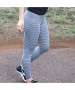 Athleta Stripe Powervita Salutation 7/8 Leggings * Gray Heathered * Larg... - £17.57 GBP