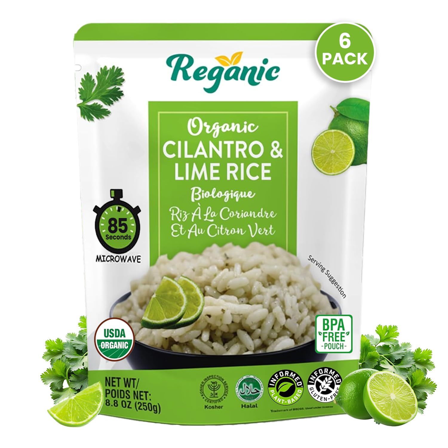 Regganic Cilantro Lime Rice Organic, Long Grain White Rice, 8.8 Ounce Pa... - $14.99