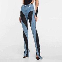 High Waist Split Blue And Black Jeans - £69.62 GBP+