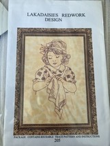Lakadaisies Folk Art Redwork Stitchery Embroidery Pattern R-205 Girl Sti... - $12.19