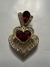 Heart Red on Gold Tone Pendant 1.5” - $12.82