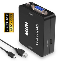 Vga To Hdmi Audio Video Converter Adapter Box With Usb Cable &amp; 3.5Mm Audio Port - £19.48 GBP