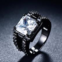 Vintage Male Female Crystal Charm 14kt Black Gold Wedding Rings - £15.80 GBP
