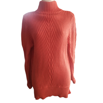 NWOT Max Studio Orange Heavy Knit Mock Turtleneck Unisex Sweater Sz M - £14.87 GBP