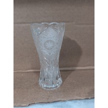 Hobstar Crystal Flare Vase 6” Tall, Frosted Star Of David, Vintage Glass... - $27.72