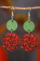 Fiery Red Sequin Round Décor Drop Earrings - $6.75