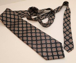 Jos A Bank Men&#39;s Neck Tie Black silver gold red diamond designs 100% Sil... - $11.85