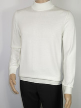Men's Sweater Knit By BRANGO Turkey Mock Neck Cotton Blend 21050 White image 8