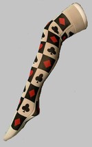 Playing Card Poker opaque Thigh High Hold Ups Stockings Queen of Hearts Vintage  - £9.99 GBP
