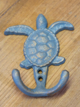 Cast Iron SEA TURTLE Towel Hanger Coat Hat Hooks Key Rack Hook Ocean Bathroom - £7.82 GBP