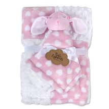 Baby Essentials pink white patchwork hearts Blanket Snuggly security blanket Set - $19.79