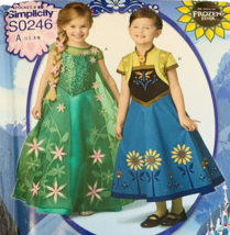 Simplicity S0246 Disney Frozen Costume Pattern Anna Elsa Girls Dress 3 4 5 6 7 8 - $14.87