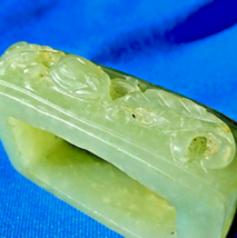 Original Art Deco Antique Old Green Gray Color JADE Sword Slide Guard Fi... - $15,005.25