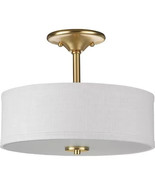 Progress Lighting Inspire 2-Light Satin Brass Summer Linen Semi-Flush Light - $61.93 CAD