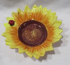 Yankee Candle Tea Light Holder T/LH ceramic SUNFLOWER with lucky lady bug - £22.38 GBP