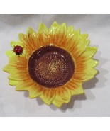 Yankee Candle Tea Light Holder T/LH ceramic SUNFLOWER with lucky lady bug - $45.02 CAD