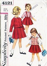 Vintage 1950's Girl's SKIRT, JACKET & BLOUSE Simplicity Pattern 4121-s Size 5 - £9.39 GBP