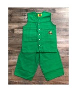 Vintage Cest TOI Small Green Denim Vest &amp; Shorts Set New w Tags Hip Hop - $83.77