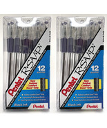 24 NEW Pentel RSVP 1.0mm Ballpoint Pens BLACK Ink Medium Point BK91 grip... - £10.32 GBP