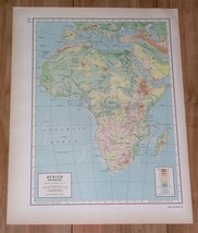 1949 Vintage Physical Map Of Africa Sahara / Verso Asia Himalaya Mountains - £15.27 GBP