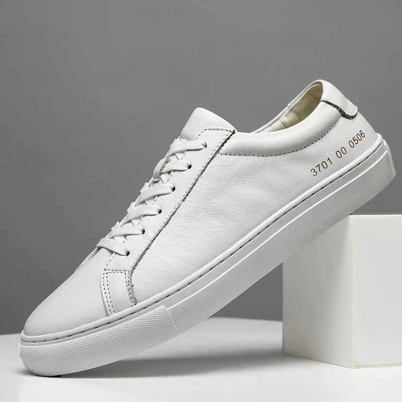 Spring Summer White Genuine Leather Men&#39;s Shoes Men&#39;s Casual Shoes Fashion Sneak - £74.71 GBP