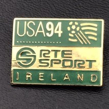 RTE Sport Ireland USA94 Gold Tone Pin Green Enamel Vintage 90s - $11.95