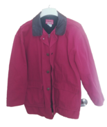 Marlboro Brick Red Size Small Chore Coat Front Pockets Hip Length Full Zip - £44.12 GBP