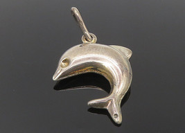 925 Sterling Silver - Vintage Shiny Dark Tone Leaping Dolphin Pendant - PT8457 - £20.66 GBP