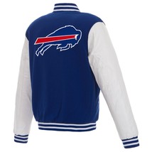 NFL Buffalo Bills Reversible Fleece Jacket PVC Sleeves Embroidered Patch Logos - £108.82 GBP