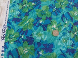 4129. Blue Green Abstract Floral Home Decor, Craft Cotton FABRIC--48&quot; X 4 Yds. - £14.15 GBP