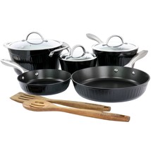 Kenmore Logan 10 Piece Aluminum Nonstick Cookware Set in Black with Wood Utensil - €147,55 EUR
