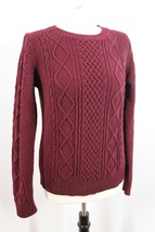 Uniqlo Ines de la Fressange M Maroon Red Cable Knit Chenille Sweater - £21.31 GBP