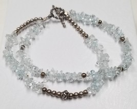 7.5&quot; Clear Quartz Crystal Chip, Silver Bead, SS Wire 2-Strand Bracelet Toggle - £15.78 GBP