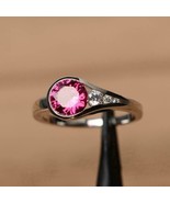 3 Karat Rubin Edelstein Zertifiziert Handgemacht Sterling Silber Halo Damen Ring - $75.99
