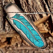 Hand Engraved Black Leather Sheath For Straight Fixed Blade Knife Up To ... - $12.46