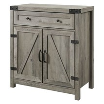 Rustic Farmhouse Barn Door Accent Storage Cabinet Grey Wash - $454.99